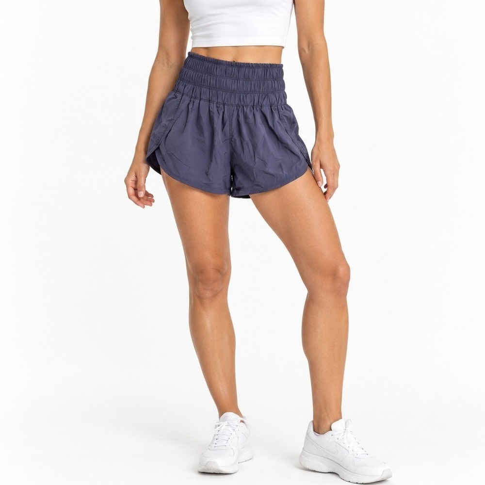 FP Movement Way Home Purple High Rise Smocked Waist Athletic Running Shorts M